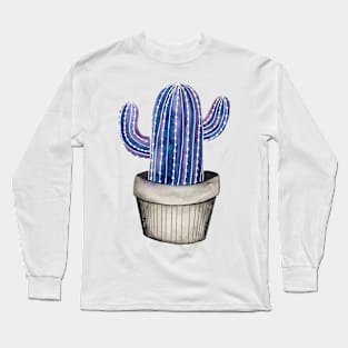 Watercolor galaxy inspired cacti design Long Sleeve T-Shirt